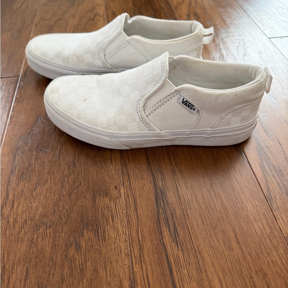 Vans Kids White Checkered Slip-On Sneakers